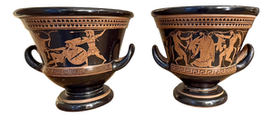 19th Century Italian Grand Tour Red-Figure Chalice Krater in Attic Style, 1880, Set of 2