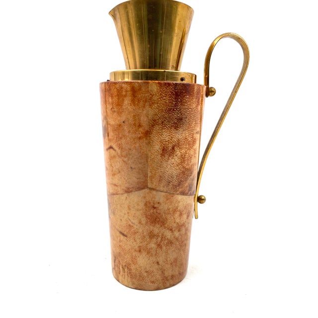 Macabo Mid-Century Parchment Barware Thermos, Aldo Tura, Macabo Italy Early 1950s For Sale - Image 4 of 12