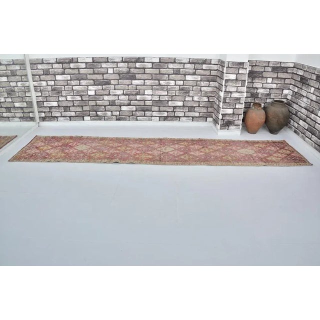 Pink and Beige Hallway Runner Rug For Sale - Image 9 of 10