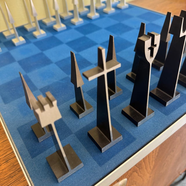 Austin Cox for Alcoa Aluminum Modernist Chess Set + Board For Sale In Chicago - Image 6 of 15