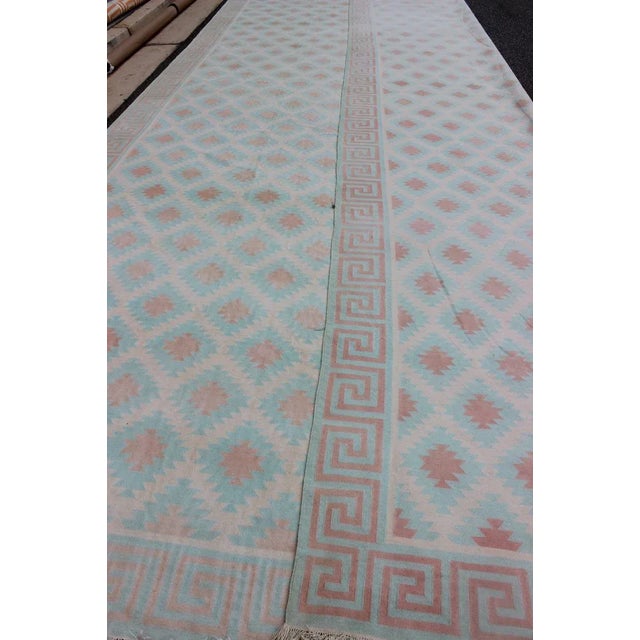 Textile Mid 20th Century Large VintageIndian Cotton Dhurrie Collection of Thomas Britt For Sale - Image 7 of 8