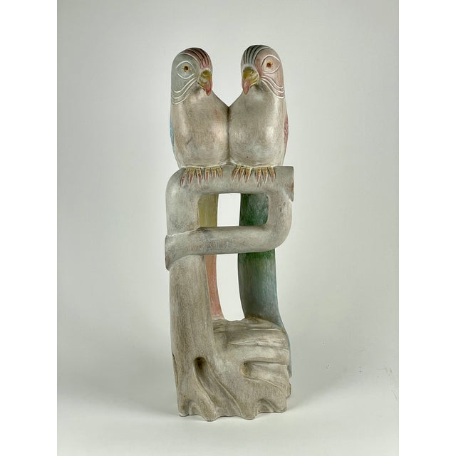 1980's HandCarved Love Birds Wood Sculpture Chairish