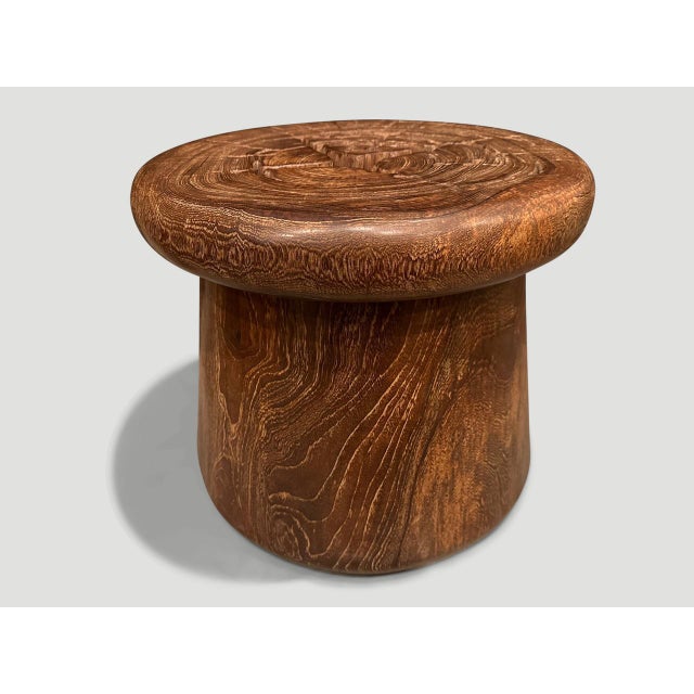 Andrianna Shamaris Teak Wood Side Table or Stool For Sale - Image 16 of 18