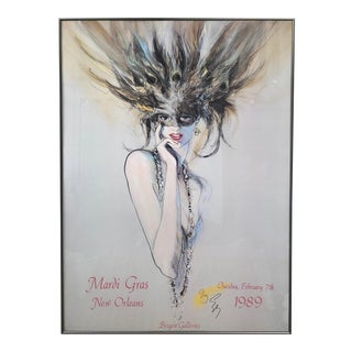 1989 Mardi Gras New Orleans Signed and Numbered Framed Richard Ely Poster For Sale