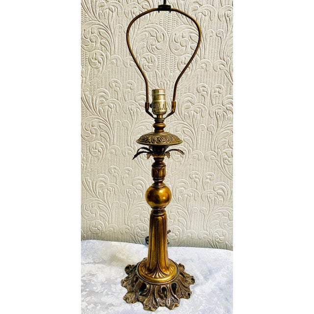 Vintage Mid Century Hollywood Regency Bronzed Palm Tree Lamp For Sale - Image 13 of 13