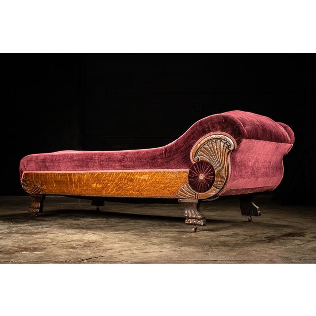 Art Deco Antique Quarter Sawn Oak Chaise Lounge For Sale - Image 3 of 9