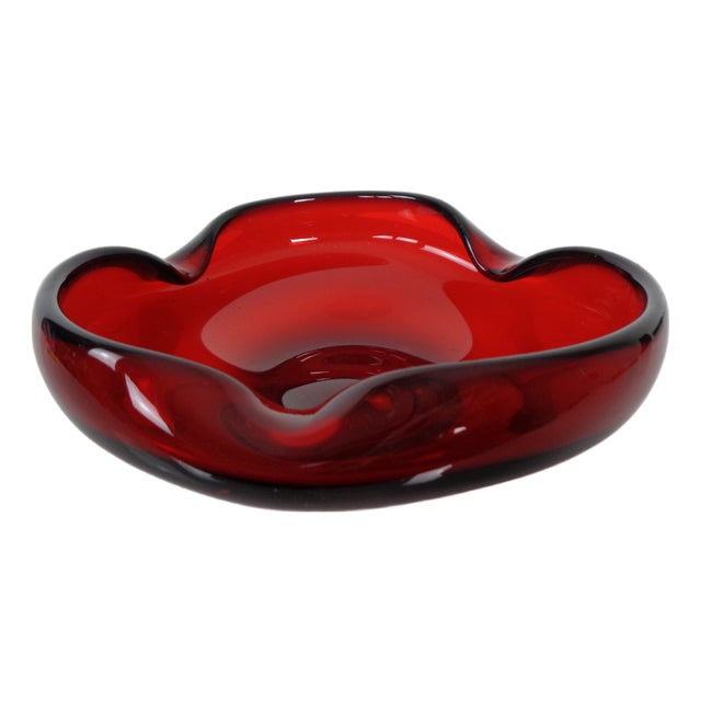 Red Sommerso Murano Glass Bowl or Ashtray, Italy, 1960s For Sale