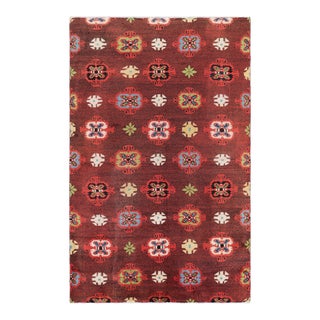 Vintage Zeki Müren Rug in Red With Colorful Geometric Medallions, From Rug & Kilim For Sale