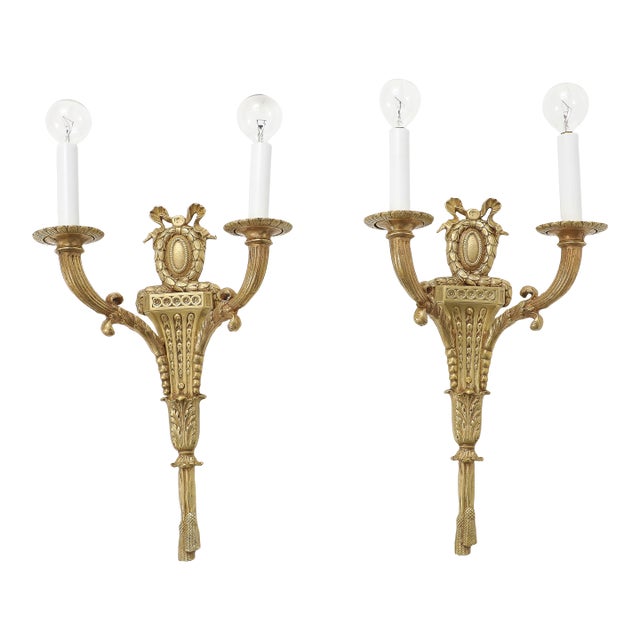 1950's French Bronze Sconces - a Pair For Sale