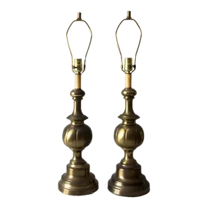 Pair Mid-Century Brass Table Lamps