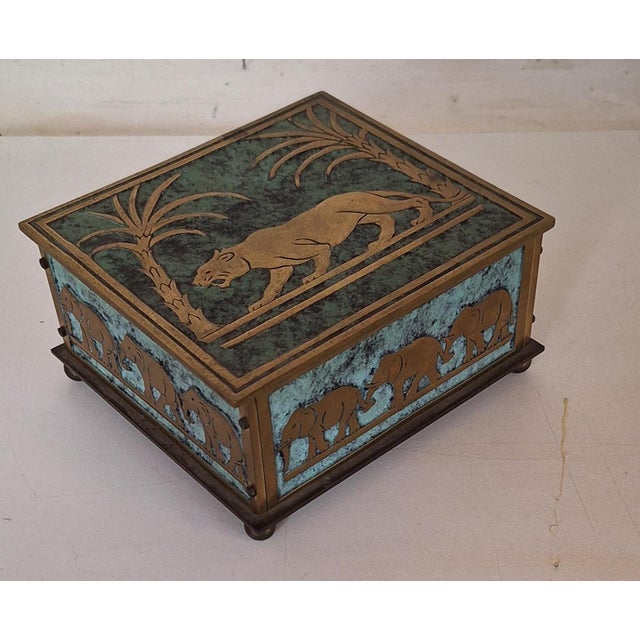 Art Deco Brass Lidded Box with Polished African Motifs, 1930s For Sale - Image 4 of 8