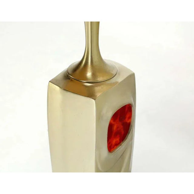 Very unusual cast metal base table lamp.