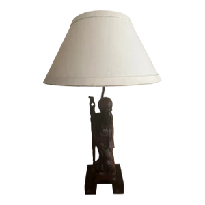 Chinese 19th Century Rosewood Figure of Immortal Adapted as Lamp in the Early 20th Century