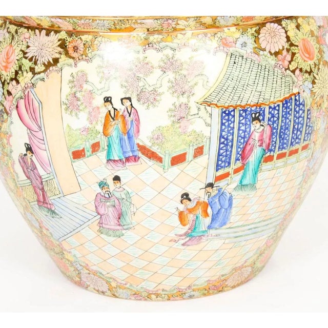 Gold Qing Dynasty Canton Famille Rose Vases on Stands, China, 1950s, Set of 2 For Sale - Image 8 of 18