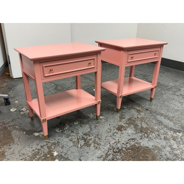Firebird Furniture Vintage Regency Style Pink Nightstands, Pair For Sale - Image 4 of 12