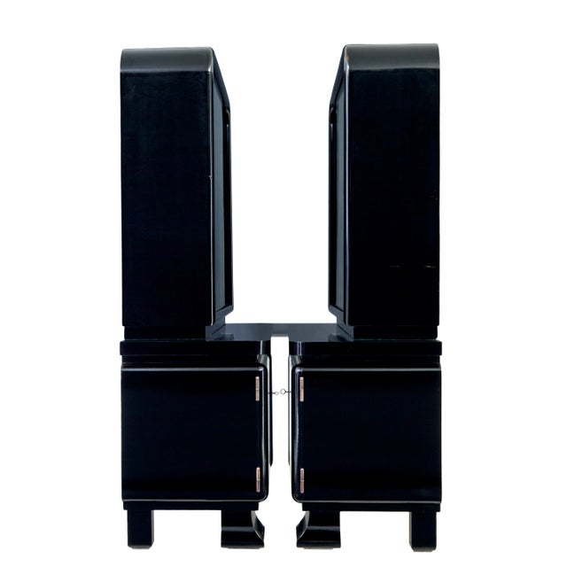 Stunning pair of art deco black lacquered sideboard vitrines, circa 1930. debenham antiques are proud to offer a premium...