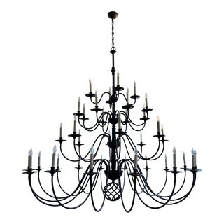 Hubbardton Forge Natural Iron Ball Basket 36 Arm Chandelier For Sale