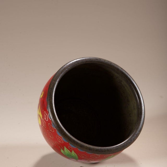 Late 19th Century Cloisonné Enamel Bowl With Fortune Character, 340g For Sale - Image 9 of 9