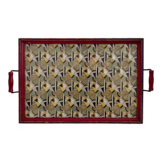Antique Art Deco Geometric Patterned Tray For Sale