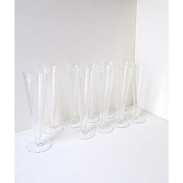 Postmodern Italian Champagne Flutes Glasses Designer Carlo Moretti, Set of 10, 2 Sets Avail For Sale - Image 3 of 9