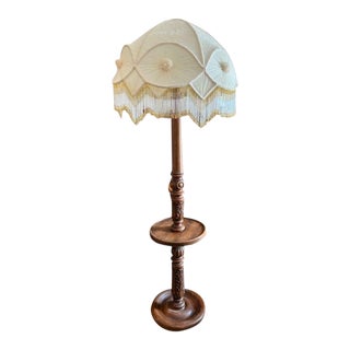 1900s English Oak Floor Lamp with Stand For Sale