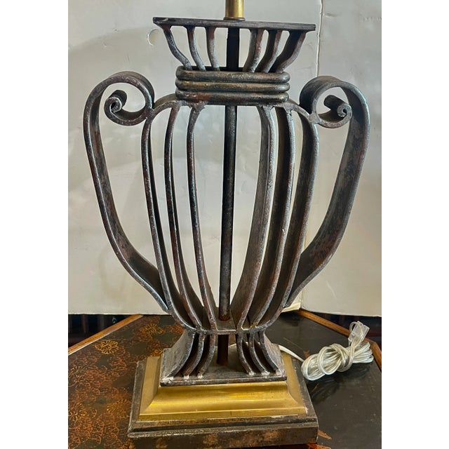 Metal Polished Metal Shade & Wrought IronTable Lamp, France, 1940s For Sale - Image 7 of 18
