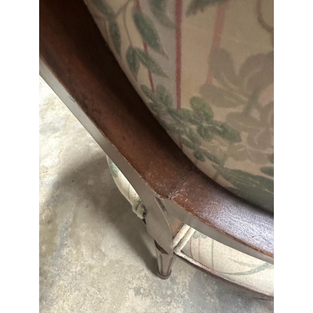 Wood Vintage Louis XVI Style Slipper / Chauffeuse Chair With Floral Upholstery For Sale - Image 7 of 7
