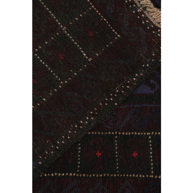Textile Rug & Kilim’s Baluch Tribal Rugin Indigo Blue and Burgundy Geometric Patterns For Sale - Image 7 of 7