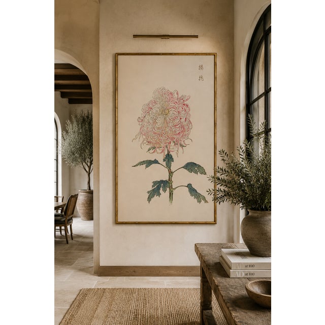 Paper Pink Chrysanthemum, Vintage Japanese Botanical Art Print, 12" X 18" For Sale - Image 7 of 10