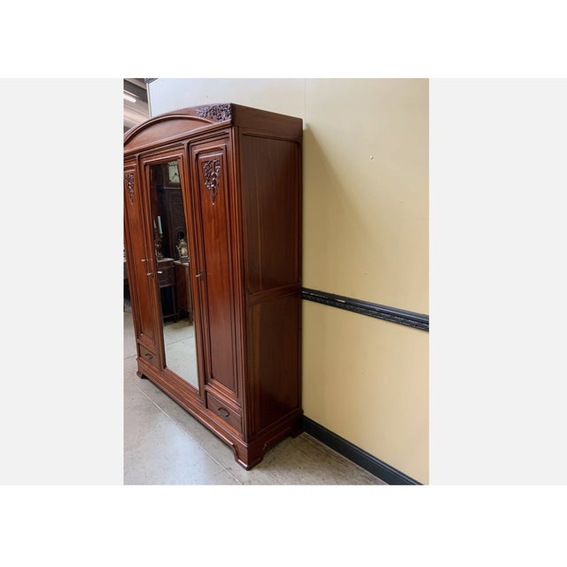 Brown Antique Art Nouveau Wardrobe from École Nancy, 1910s For Sale - Image 8 of 10