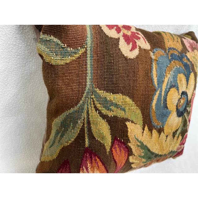 Pillow Upholstered With 19th Century Tapestry For Sale In Los Angeles - Image 6 of 7