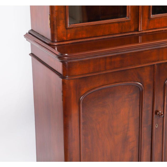 19th Century Antique English Victorian Flame Mahogany Library Bookcase For Sale - Image 10 of 18