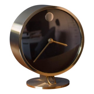Mid Century Modern Nathan George Horwitt Brass Museum Clock for Howard Miller For Sale