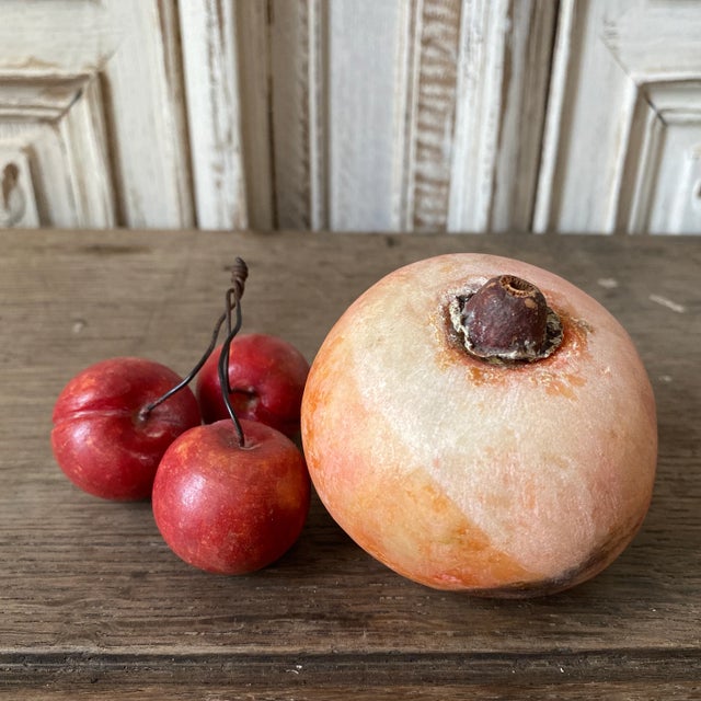 This is a set of one Italian Alabaster Stone Persimmon and one cluster of 3 Cherries. These are wonderfully hand made,...
