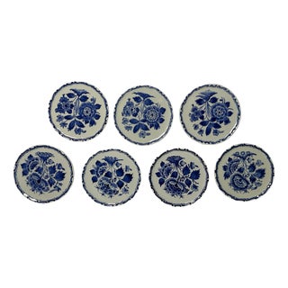 Vintage Hand-Painted Floral Miniature Wall Plates from Royal Delft, 1970s, Set of 7 For Sale