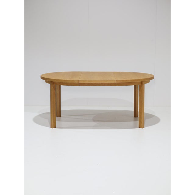 Mid-Century Modern Extendable Round Dining Table in Oak by Sorø, Denmark, 1960s For Sale - Image 3 of 15