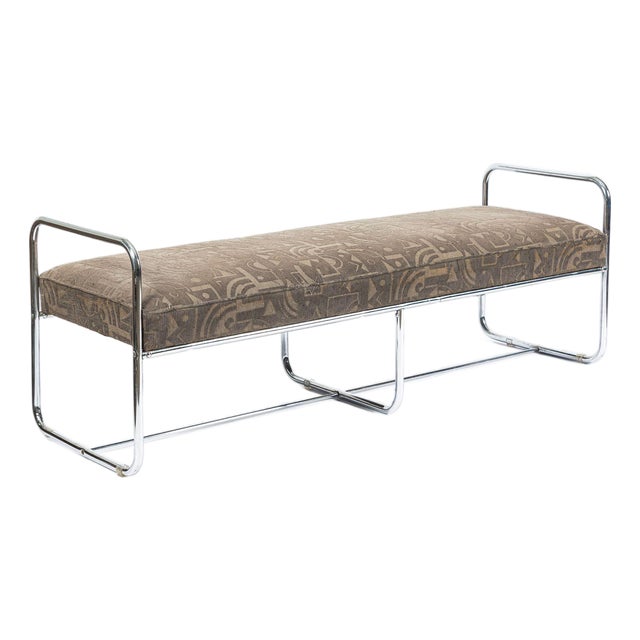 Antique Hoffmann Bauhaus Daybed Bench for Howell, Art Deco Chrome Tubular Steel Bench, 1940s For Sale