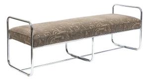 Antique Hoffmann Bauhaus Daybed Bench for Howell, Art Deco Chrome Tubular Steel Bench, 1940s