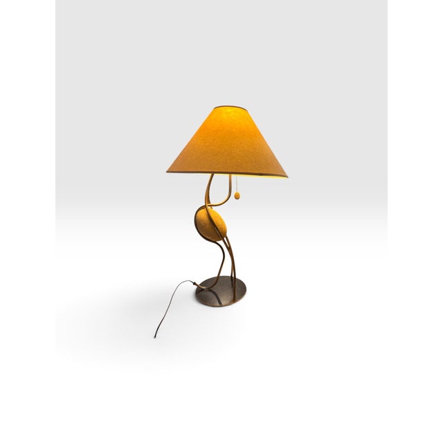 1990s 1990s Festa & Co. Glen Ellen California Sculptural Steel & Stone Table Lamp For Sale - Image 5 of 8
