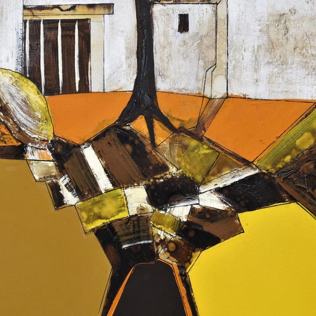 Frank Walcutt 37 Inch Square Mid-Century Modern Surreal Homestead Painting For Sale - Image 11 of 12