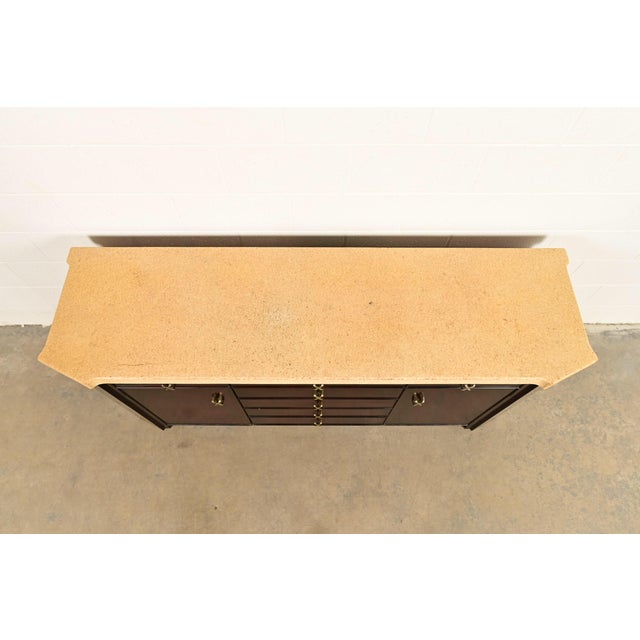 Paul Frankl for Johnson Furniture Mid-Century Modern Hollywood Regency Mahogany Sideboard or Bar Cabinet | Circa 1950s For Sale - Image 12 of 15