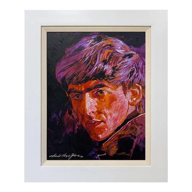 David Lloyd Glover Beatle George Harrison Print on Canvas Limited Edition Signed 1990's For Sale