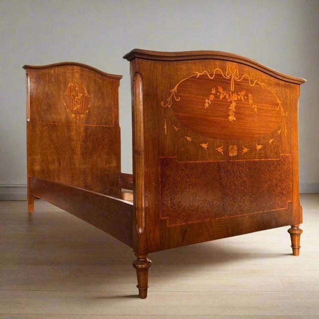 Antique Bed in Walnut Inlaid For Sale - Image 12 of 12