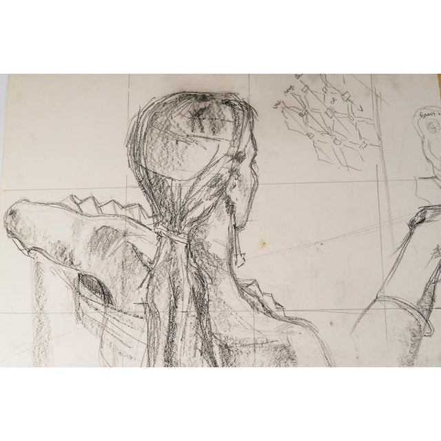 Drawing on paper depicting a young woman, 20th century. Drawing on paper, 20th century, depicting a young woman. H: 70cm,...