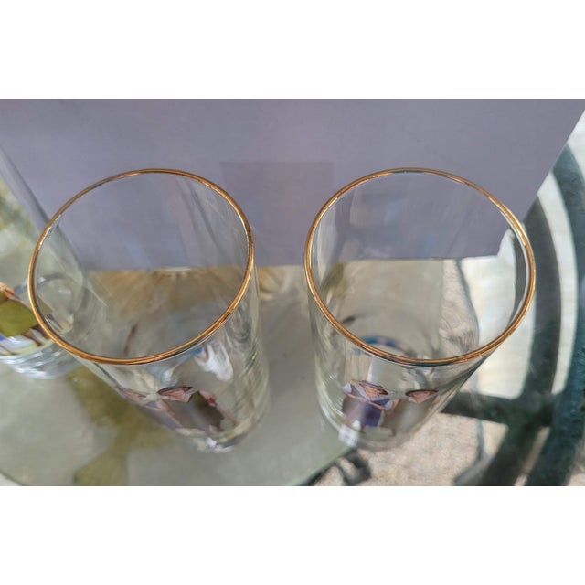 Vintage Set of 4 B. Brian Atwater 1920s Ladies Golf Motif Highball Barware Glasses Gold Trim For Sale In Tampa - Image 6 of 12