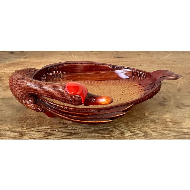 Brown Vintage Boho Shanghai Weave Duck Trays - Set of 3 For Sale - Image 8 of 10