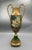 Vintage Neoclassical Green and Gold Figural Pedestal Urn With Ornate Handles For Sale - Image 4 of 6