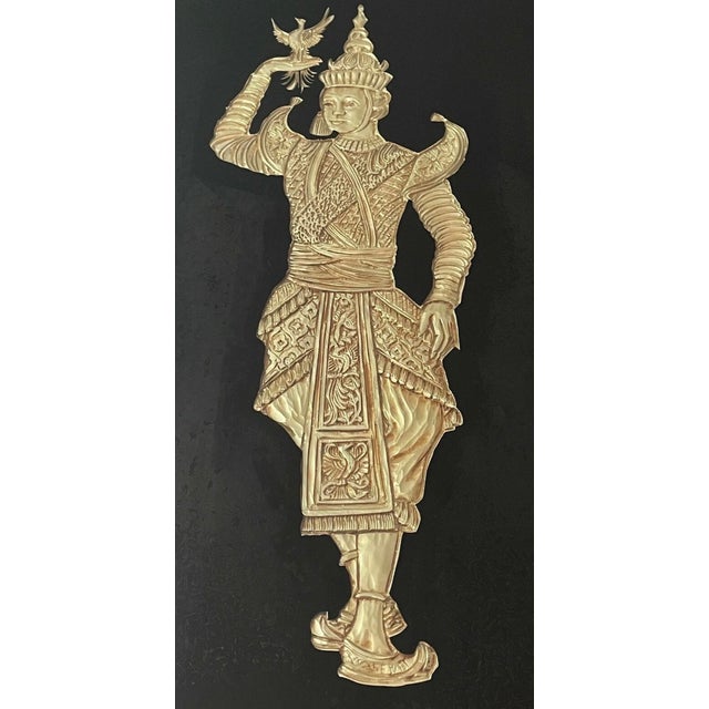 Large Mid-Century Asian Repoussé Metal Wall Art Plaques by Sebet, 1968 – Pair For Sale - Image 10 of 12