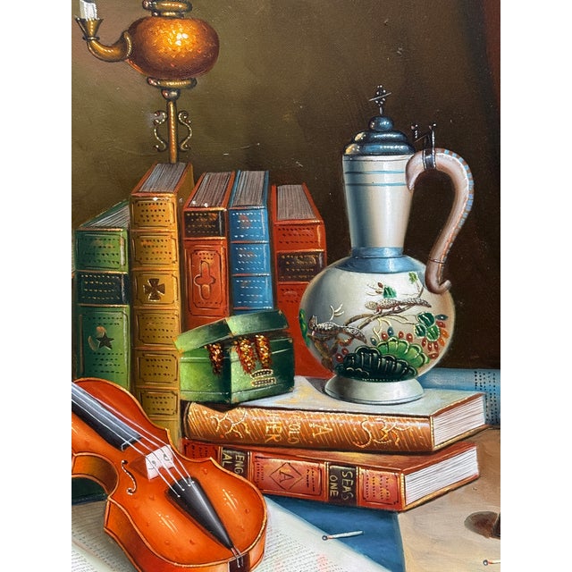English Heather European Still Life Oil Painting, Signed For Sale - Image 3 of 12