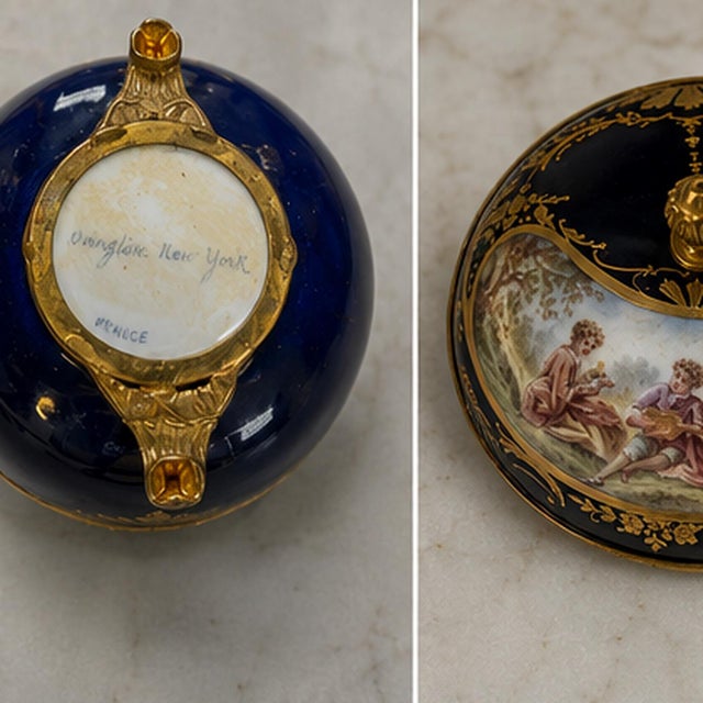 Early 20c French Sevres Louis XVI Blue Porcelain Bowl For Sale - Image 10 of 17